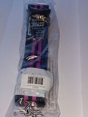 GUITAR STRAP WITH PINK & BLACK STRIPES